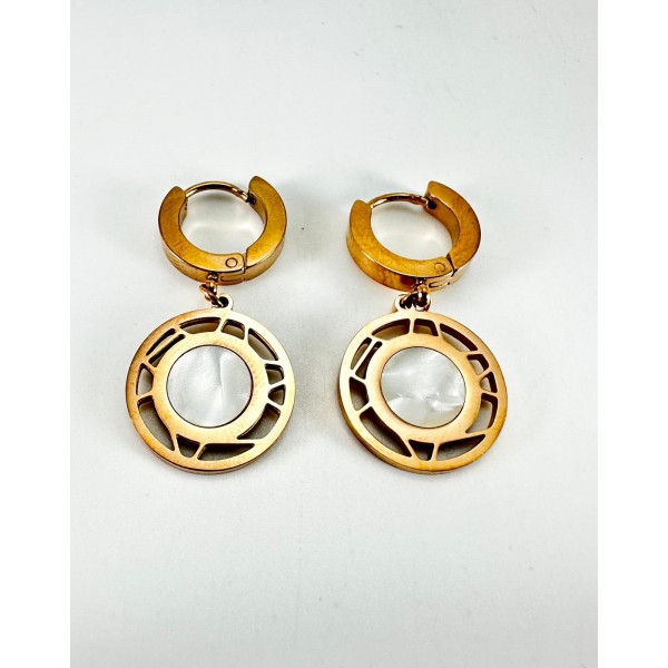 Rose Beyaz Taş Detaylı Küpe